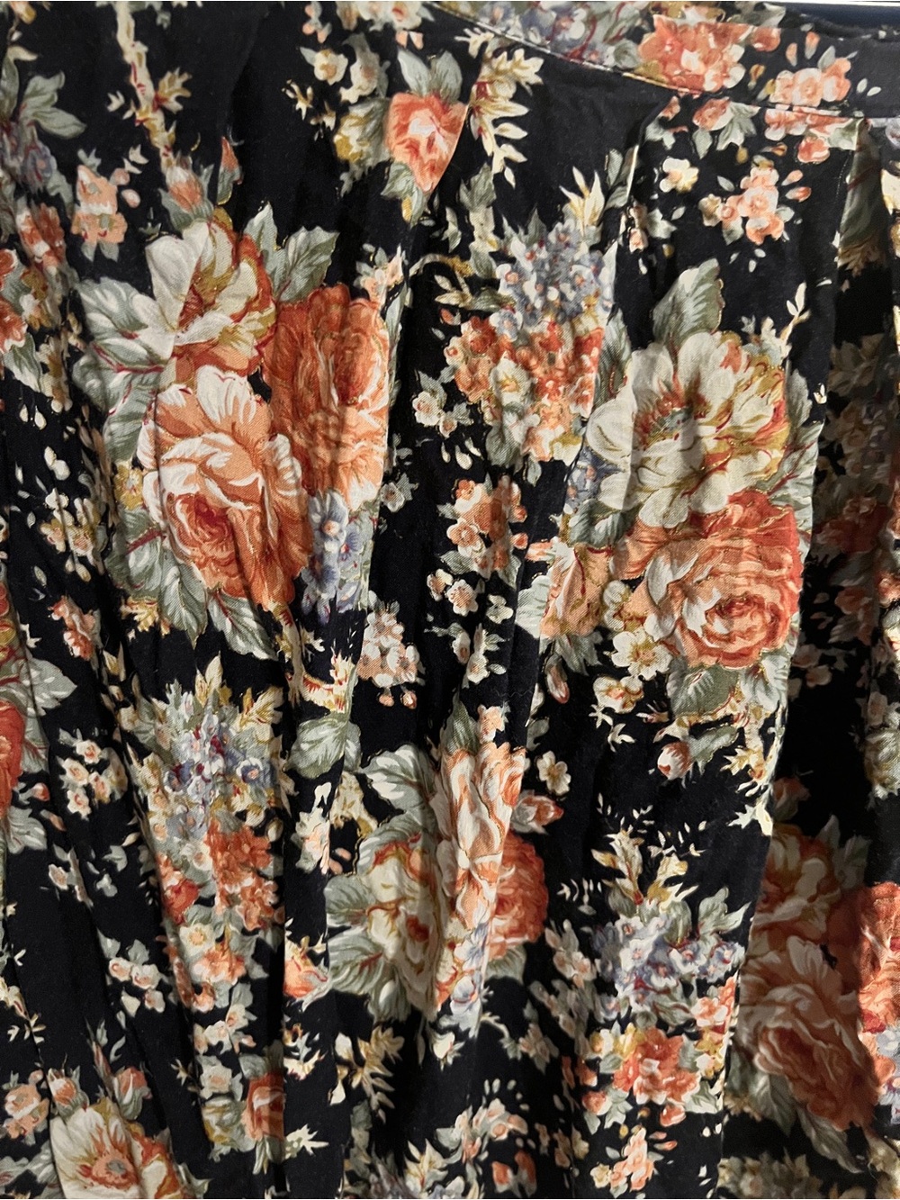 Vintage Made in Canada Floral Skirt with Rust Rose Print